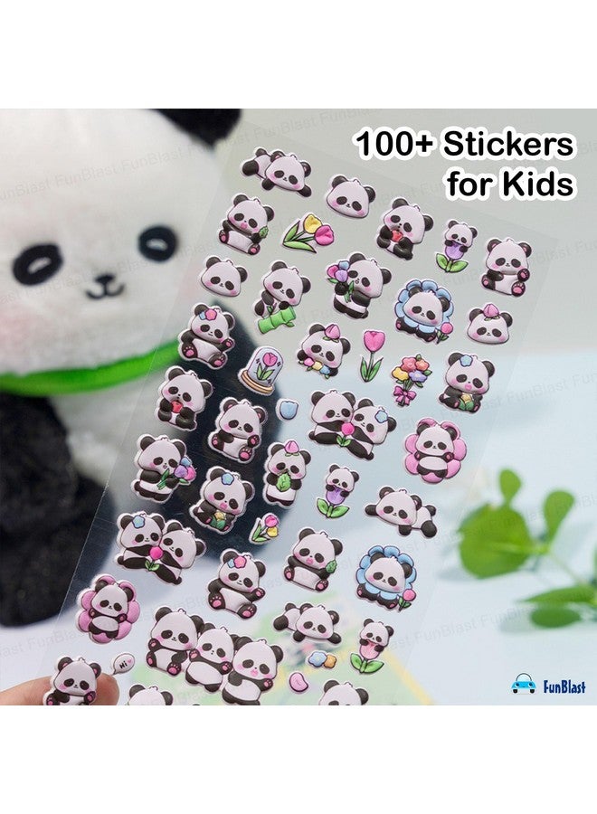 FunBlast Panda Theme Kawaii Stickers Set - 2 Sheets, 100+ Stickers for Kids, 3D Stickers for Girls, Aesthetic Sticker, Cute Stickers, Craft Stickers, Self-Adhesive Stickers (Green-Blue) - Image 5