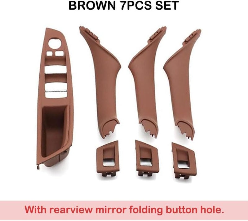Goodithy 7PCS Door Handle for BMW 5 Series F10 F11 Driver Side Armrest Window Lift Switch Passenger Door Cover Inside Handle Replacement for BMW 520 523 525 528 535 (Brown) - Image 2