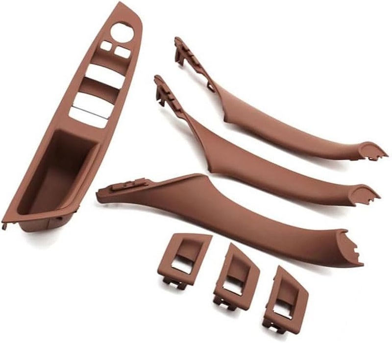 Goodithy 7PCS Door Handle for BMW 5 Series F10 F11 Driver Side Armrest Window Lift Switch Passenger Door Cover Inside Handle Replacement for BMW 520 523 525 528 535 (Brown) - Image 1