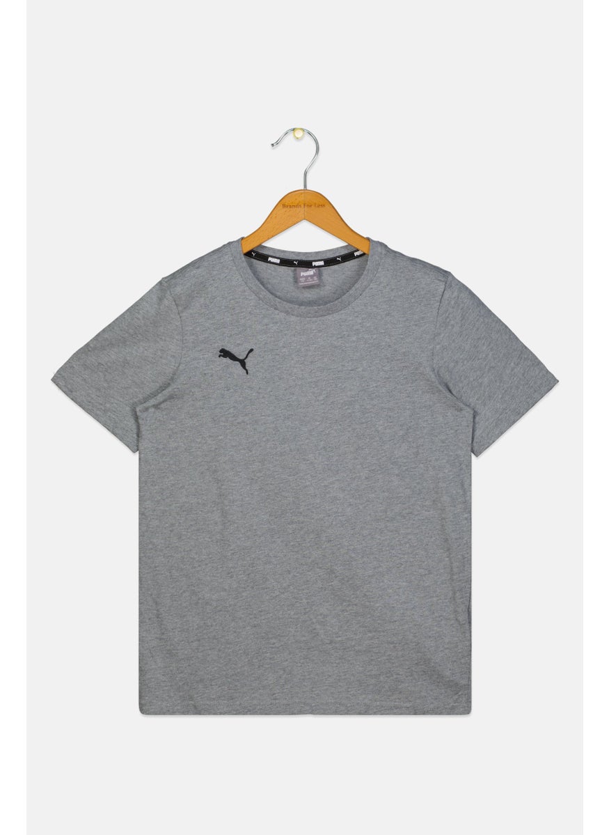 PUMA Kids Boy Embroidered Logo Short Sleeve Outdoor T-Shirt, Grey  - Image 1