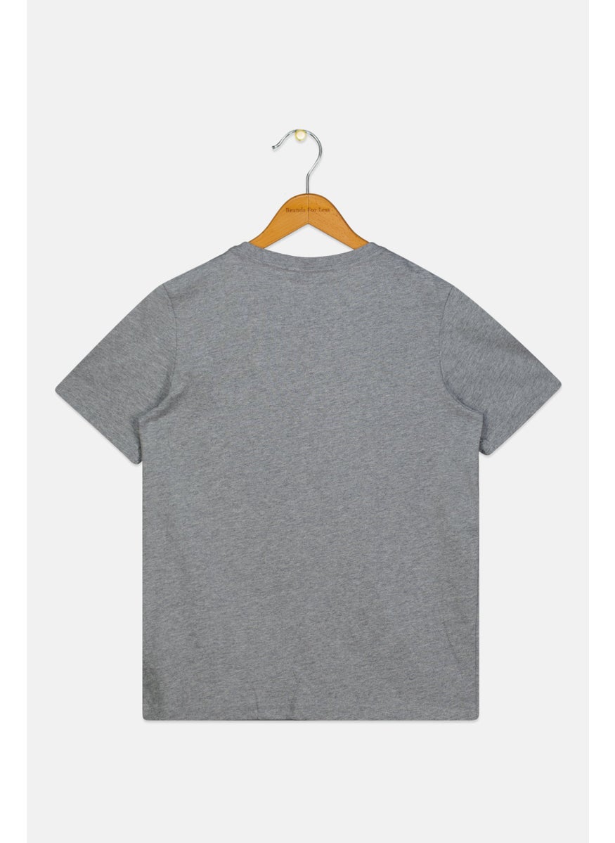 PUMA Kids Boy Embroidered Logo Short Sleeve Outdoor T-Shirt, Grey  - Image 2