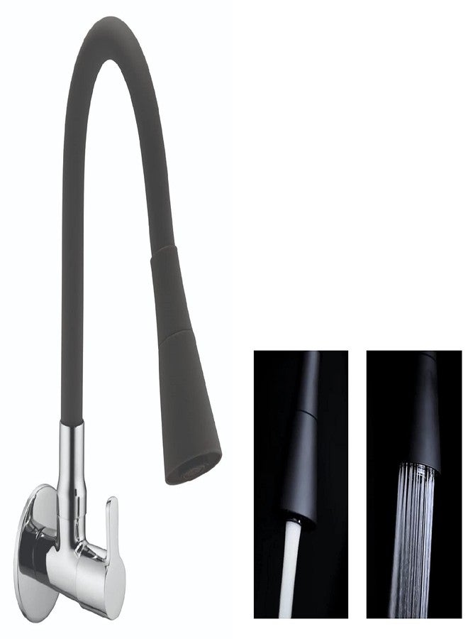 Jagger JAG337 Wall Mounted Kitchen Sink Cock Taps for Home and Office, with 360 Degree Rotating/Flexible Single/Double Flow Spout with Wall Flange and Teflon Tape (Mark [ Black Band 2 Flow ]) - Image 2