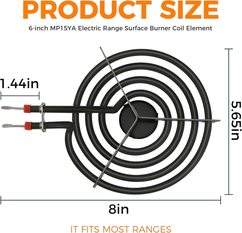 Romalon 【2026 Upgraded】660532 6-inch MP15YA Electric Range Surface Burner Coil Element 1500W 4 Turns by Fit for Whirlpool Range Cooktop Surface Elements Replaces AP6010189,PS11743366,EAP11743366,3319 - Image 2
