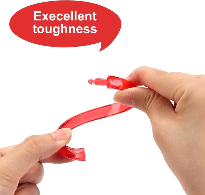 Qulable Red Shower Curtain Hooks - 12 Pcs Circular Plastic Shower Curtain Rings for Bathroom - O Shaped Transparent Red Shower Hooks Rings for Shower Curtain Rod - Image 2