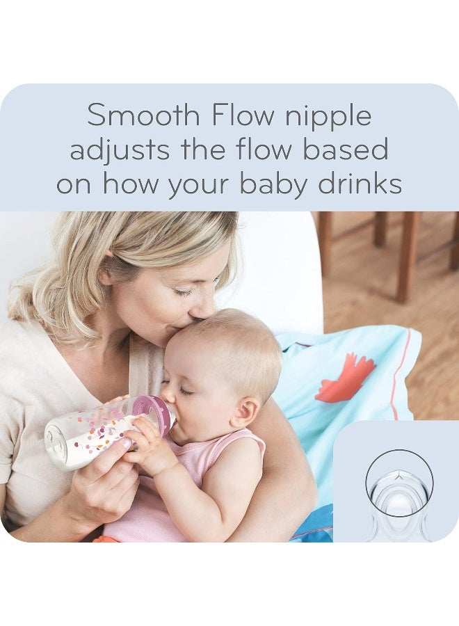 NUK Smooth Flow Anti Colic Baby Bottle, 10 oz, 4 Pack, Blue Elephant - Image 3