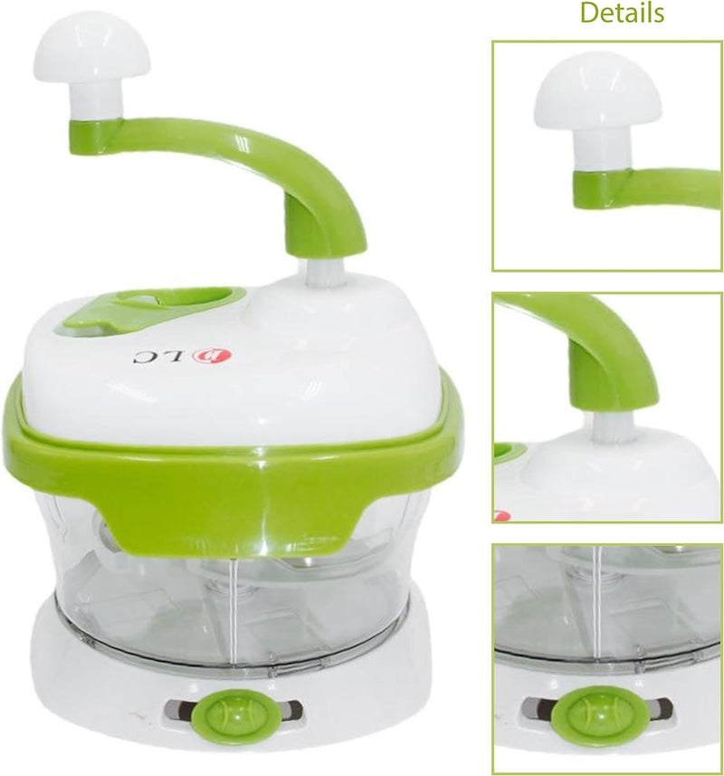 Biki Vegetable Cutter, Manual Meat Slicer, Salad Spinner, Lettuce Dryer, Vegetable Chopper, Stainless Steel Blade, Green/White | قطاعة خضار | قطاعة خضار متعددة الوظائف | قطاعة متعددة الوظائف - Image 2