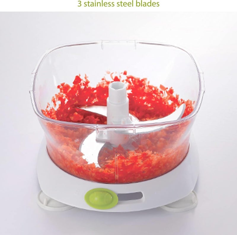 Biki Vegetable Cutter, Manual Meat Slicer, Salad Spinner, Lettuce Dryer, Vegetable Chopper, Stainless Steel Blade, Green/White | قطاعة خضار | قطاعة خضار متعددة الوظائف | قطاعة متعددة الوظائف - Image 3