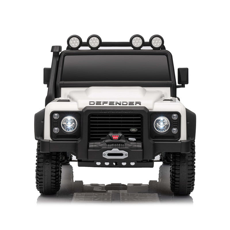 LAND ROVER جيب لاند روفر ديفندر للأطفال مرخص مزود بالطاقة LB 6060EL – سيارة ركوب مزودة بعجلات EVA، ونظام تعليق، وأضواء LED، ومشغل موسيقى وأبواب قابلة للفتح للأطفال من عمر 1–4 سنوات - أبيض - Image 2