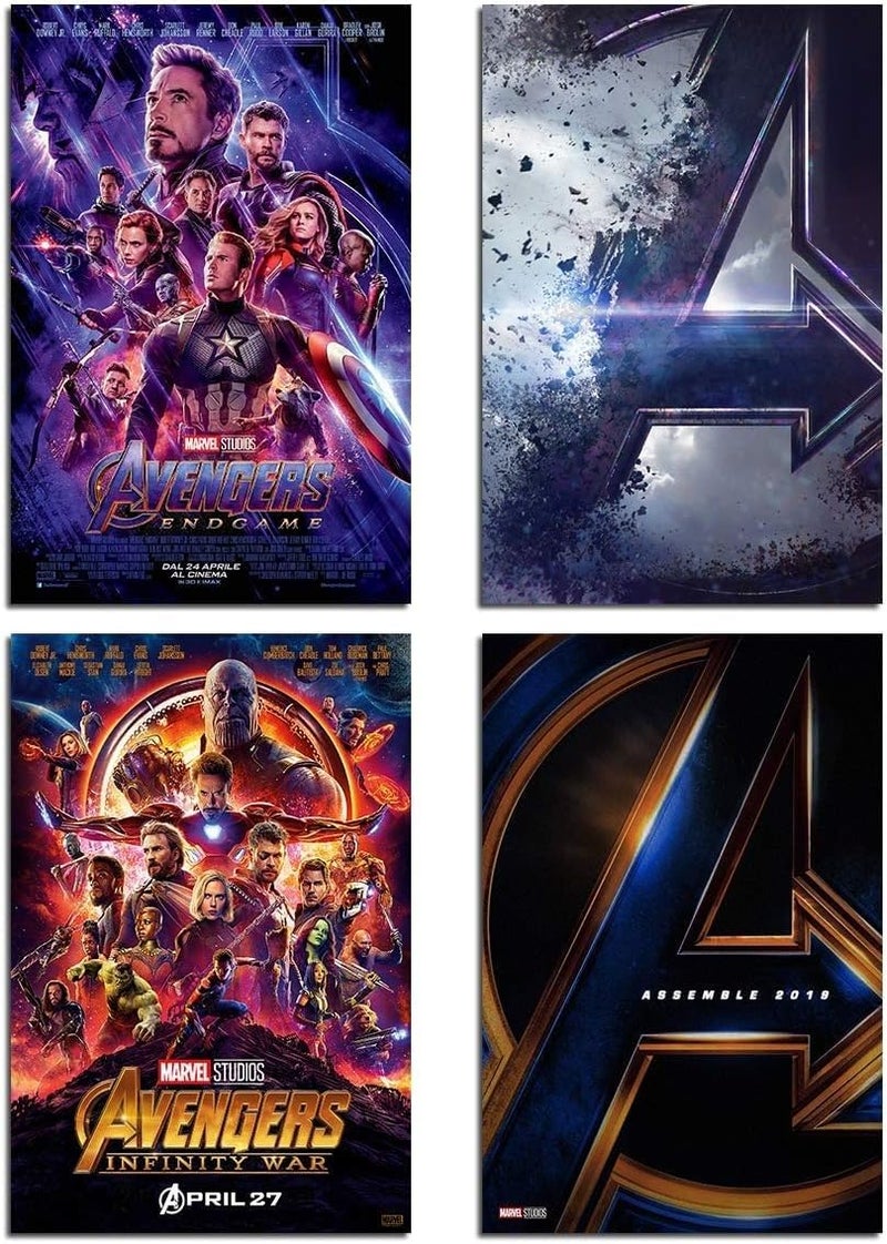 MARVEL ARS UnFramed Canvas Abstract Painting Print of Marvel Avengers Wall Art Poster Set 4-Pieces, 20 cm x 25 cm Size for Office Living Room Bedroom Gifting - Image 1
