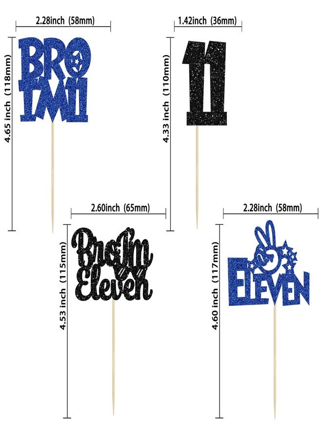 Ephlyn 24Pcs Bro I'm 11 Cupcake Toppers Glitter Boy 11th Birthday Cupcake Pick Decorations for Cheers to Eleven Years Old Big Brother 11th Birthday Party Supplies - Image 2