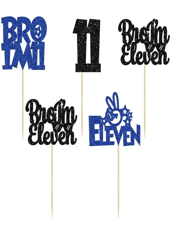 Ephlyn 24Pcs Bro I'm 11 Cupcake Toppers Glitter Boy 11th Birthday Cupcake Pick Decorations for Cheers to Eleven Years Old Big Brother 11th Birthday Party Supplies - Image 3