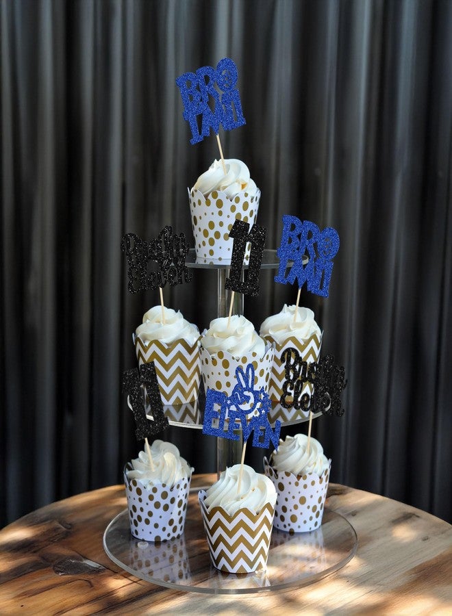 Ephlyn 24Pcs Bro I'm 11 Cupcake Toppers Glitter Boy 11th Birthday Cupcake Pick Decorations for Cheers to Eleven Years Old Big Brother 11th Birthday Party Supplies - Image 4