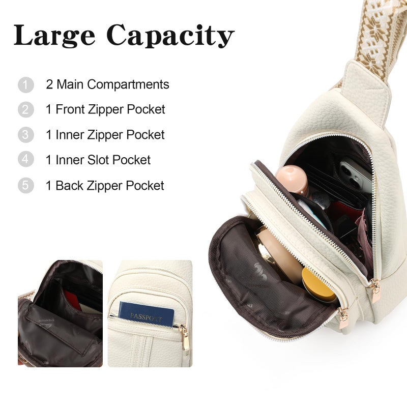 GAEKEAO Sling Bag for Women, Leather Crossbody Bags Fanny Packs for Women Cross Body Bag, Womens Small Crossbody Purse Chest Bag for Travel - Image 3