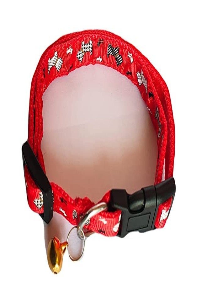 Pups&Pets طوق ومقود نايلون قابل للتعديل من Pups&Pets مقاس 15 مم - تصميم سريع الفتح وجيد التهوية، طوق لطيف مزود بمشبك سهل الاستخدام وجرس للكلاب والقطط - أحمر - Image 3