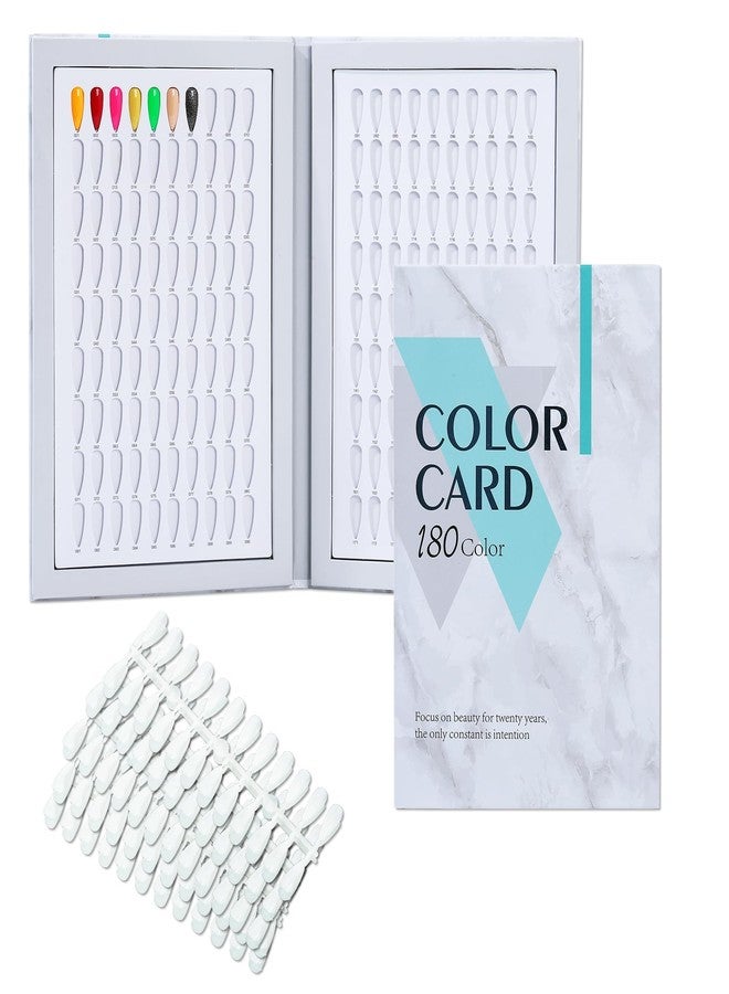 NMKL38 180 Colors Nail Display Chart Nail Gel Polish Organizer Color Card with 240 False Nail Tips Salon Nail Supplies Sample Chart Cardboard Painting Practice Book (Marble) - Image 1