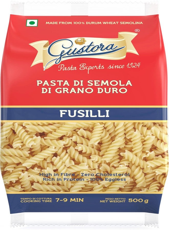Gustora Fusilli Pasta Combo, 500 Grams (Pack of 2) I Pasta Combo Made of 100% Durum Wheat Semolina I Rich in Protein & Fibre I Zero Cholesterol I No Trans-fat I Cooking Time 10 Min (500g X 2) - Image 4