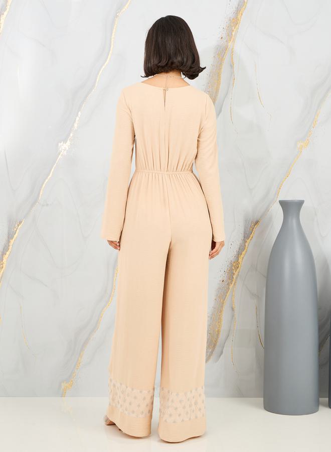 Styli Embellished Sweetheart Neck Wide Leg Jumpsuit  - Image 4