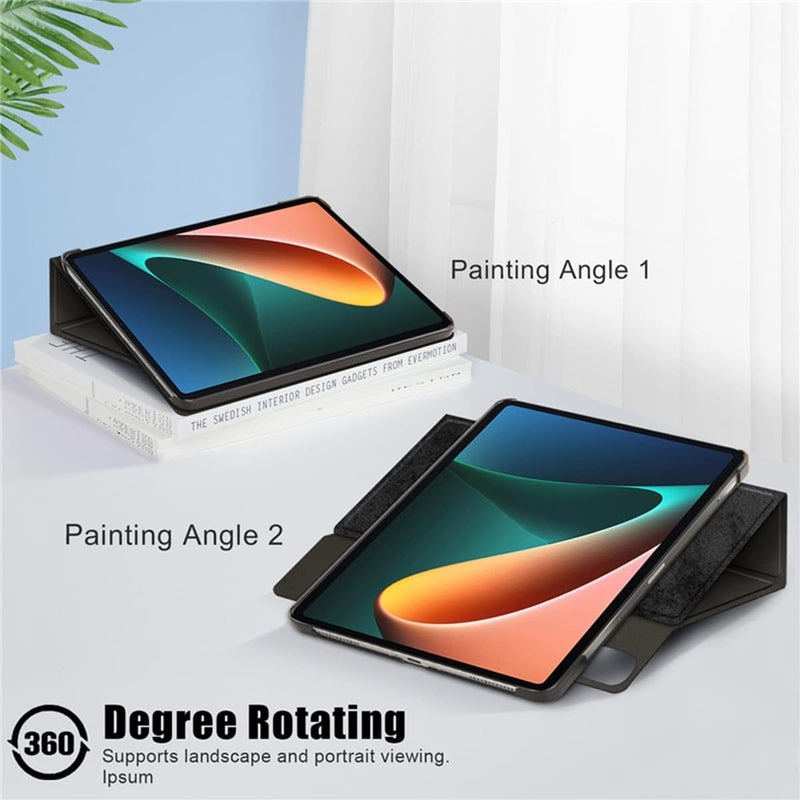 KASTWAVE Case For Xiaomi Mi Pad 5 Case,For Mi Pad 5 Pro Case, Elastic Strap Pen Holder Stand Auto Sleep & Wake Up Function Cover，Pu Leather Tablet Cases For Xiaomi Mi Pad 5 Pro Case-Black - Image 5