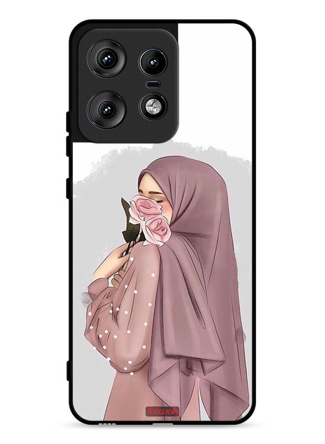 Tolwak Motorola Edge 50 Pro 5G Protective Case Cover Holding Roses Girl Art - Image 1