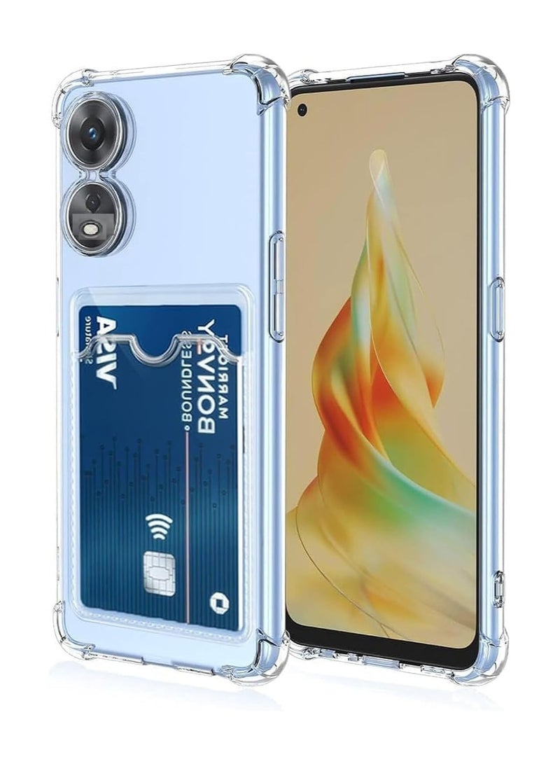 Case for oppo A78 4G Protective Case with Card Slot, Transparent Silicone TPU Mobile Phone Case, Thin, Soft, Shockproof, Flexible Mobile Phone Case, Bumper Wallet Case Cover 