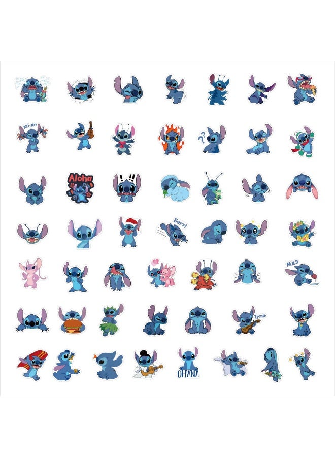 NIBEMINENT 50 Pcs Cartoon Stitch Deco Kit Waterproof Stickers, High Definition Printing Bright Colors, Suitable for Laptop Skateboard Luggage Water Bottle Guitar DIY - Image 2