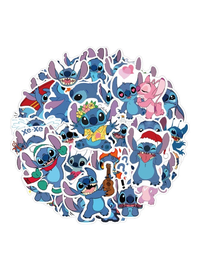 NIBEMINENT 50 Pcs Cartoon Stitch Deco Kit Waterproof Stickers, High Definition Printing Bright Colors, Suitable for Laptop Skateboard Luggage Water Bottle Guitar DIY - Image 1