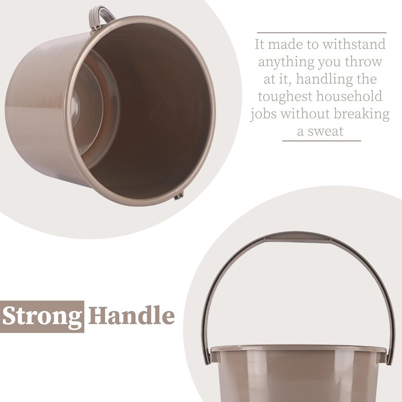 Kuber Industries 5 Litre Compact Size Plastic Bucket for Kitchen, Cleaning & Water Storage – Small Lightweight and Easy to Carry Utility Bucket Ideal for Mopping - Plain - Brown - Image 4