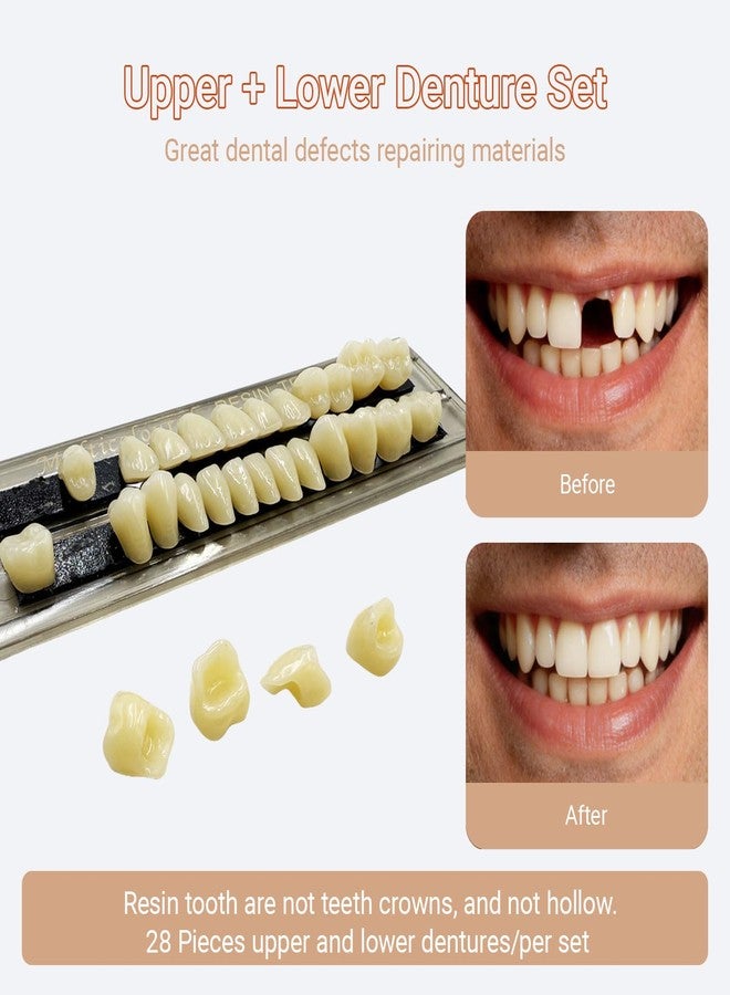 HRASY 28pcs False Teeth Fake Teeth Synthetic Resin Upper Lower Denture Teeth, Moldable Thermal Fitting Beads, DIY Party Horror Makeup Dental Tooth, 23A2 - Image 3