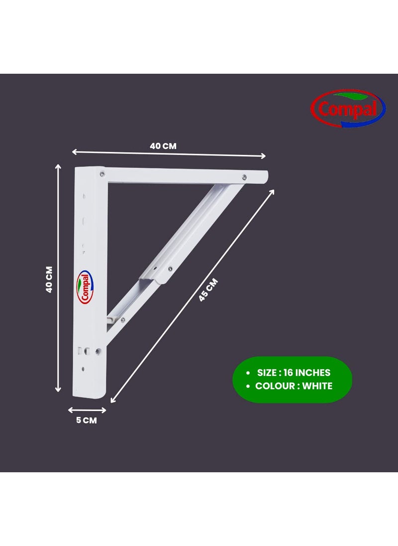 Compal Folding Self Table Bracket Corrosion Resistant SpaceSaving Design Metal Brackets for Wall Shelves Workstations Home Office Use 16 inches Bracket
