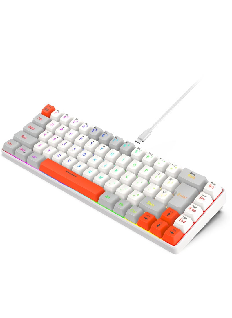 Rock Pow - ROCK POW 60% Wired Gaming Keyboard RGB Backlit Mini Keyboard Waterproof Small Ultra-Compact 68 Keys Keyboard for PC/Mac Gamer Typist Travel Easy to Carry on Business Trip GWO - Image 1