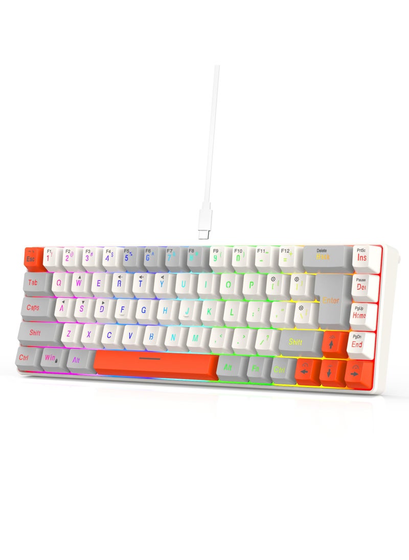 Rock Pow - ROCK POW 60% Wired Gaming Keyboard RGB Backlit Mini Keyboard Waterproof Small Ultra-Compact 68 Keys Keyboard for PC/Mac Gamer Typist Travel Easy to Carry on Business Trip GWO - Image 1