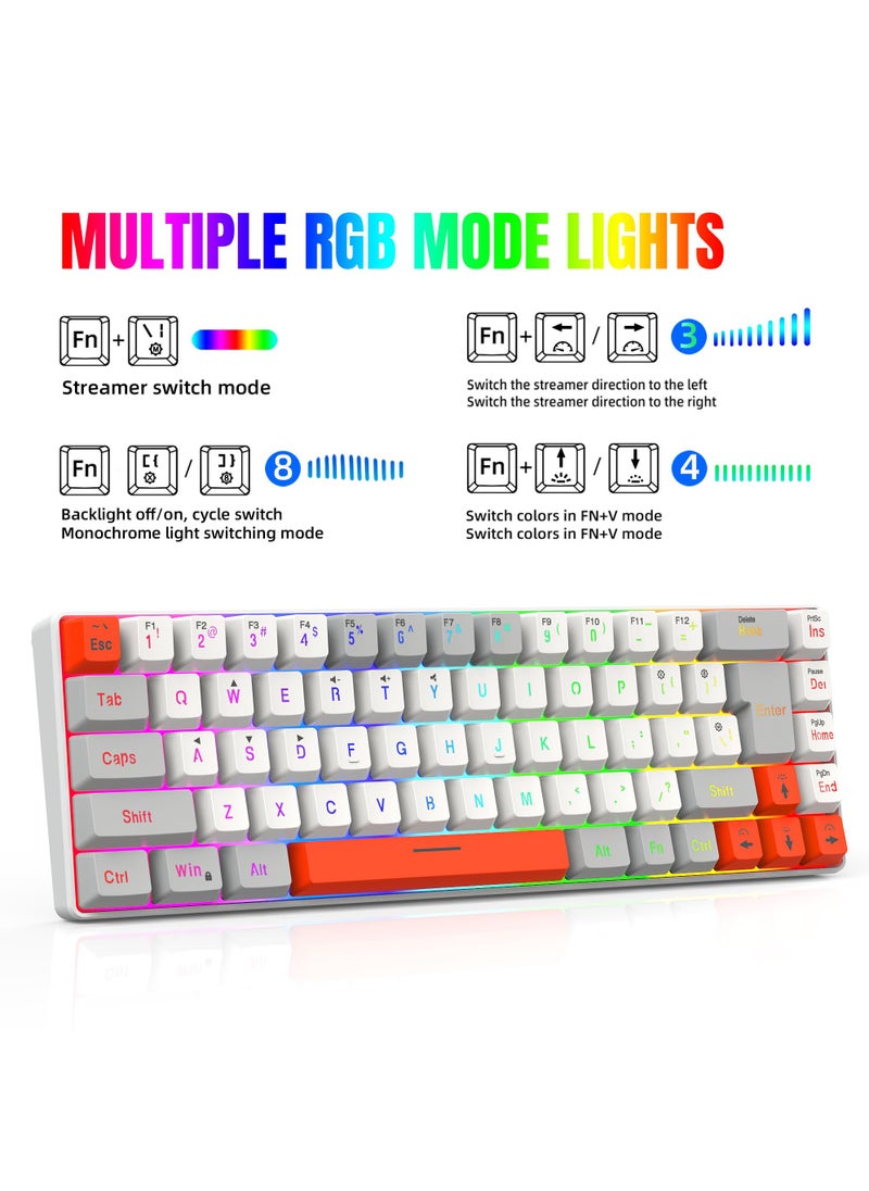 Rock Pow - ROCK POW 60% Wired Gaming Keyboard RGB Backlit Mini Keyboard Waterproof Small Ultra-Compact 68 Keys Keyboard for PC/Mac Gamer Typist Travel Easy to Carry on Business Trip GWO - Image 1