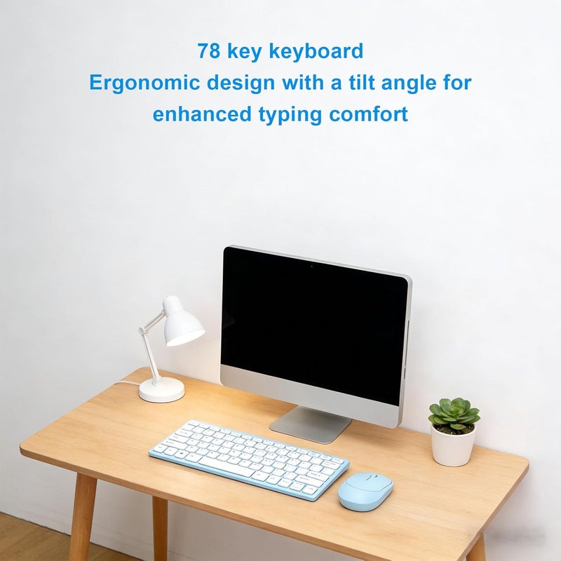 YUEHISY Wireless Keyboard and Mouse Combo, 2.4GHz 78 Keys Slim Creamy Keyboard with Ergonomic Tilt, Quiet Mouse, Plug and Play, for PC Laptop - Image 2