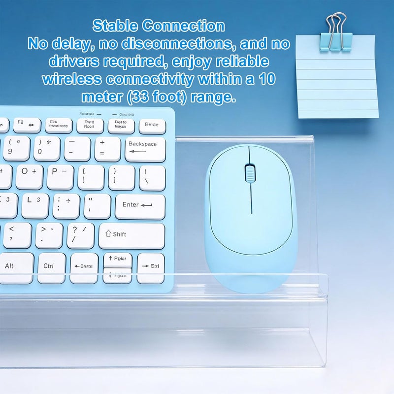 YUEHISY Wireless Keyboard and Mouse Combo, 2.4GHz 78 Keys Slim Creamy Keyboard with Ergonomic Tilt, Quiet Mouse, Plug and Play, for PC Laptop - Image 4