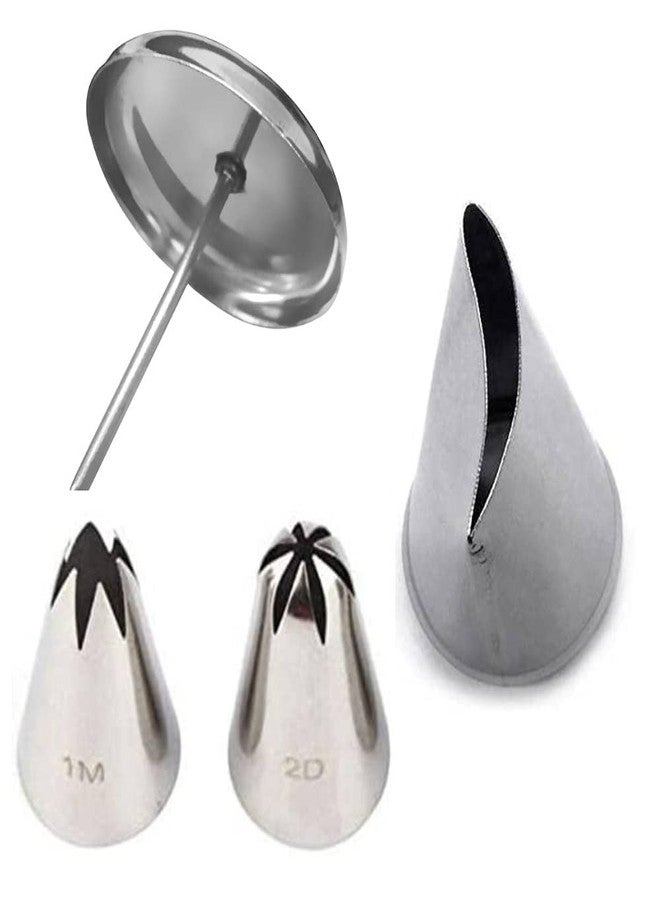 Kosh -Baking Pastry Decorating Tool Decorating Cake Nozzles Rose Flower- 1M and 2D, Rose Petal Nozzle with Flower Nail- (1 Piece) Steel Quick Flower Icing Nozzle - Image 1