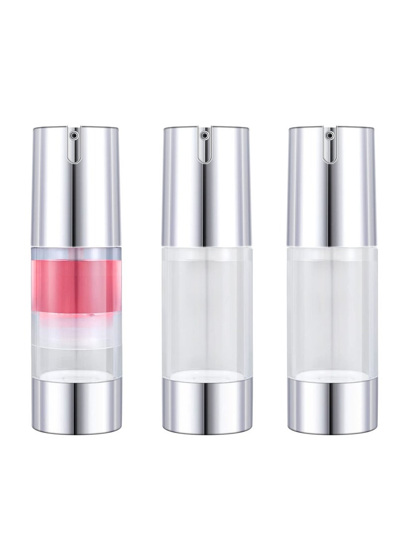 Excefore Empty Airless Pump Bottles 1.0oz(30ml), 3pcs Refillable Cosmetic Containers, Travel Size Vacuum Bottle for Lotion, Hand Sanitizer, Toner, Moisturizer and Facial Serum (Silver) - Image 1