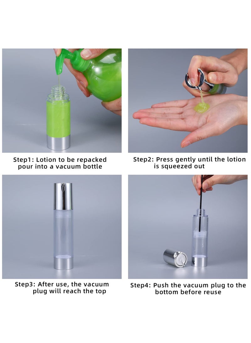 Excefore Empty Airless Pump Bottles 1.0oz(30ml), 3pcs Refillable Cosmetic Containers, Travel Size Vacuum Bottle for Lotion, Hand Sanitizer, Toner, Moisturizer and Facial Serum (Silver) - Image 3