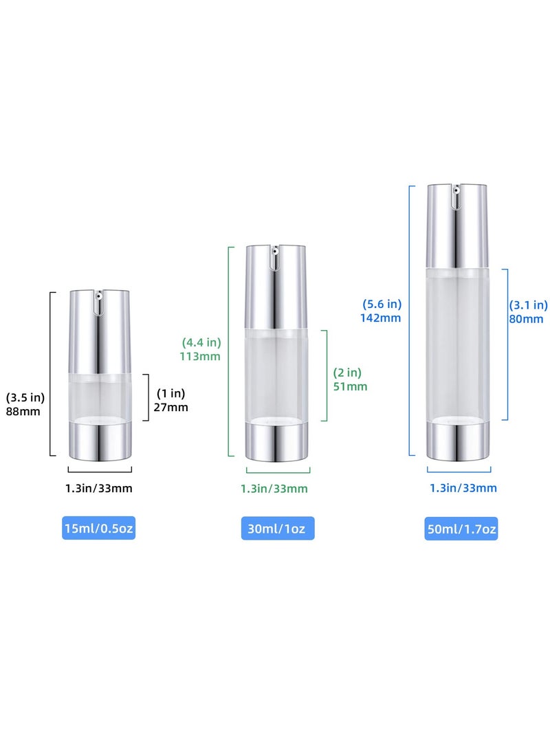 Excefore Empty Airless Pump Bottles 1.0oz(30ml), 3pcs Refillable Cosmetic Containers, Travel Size Vacuum Bottle for Lotion, Hand Sanitizer, Toner, Moisturizer and Facial Serum (Silver) - Image 5