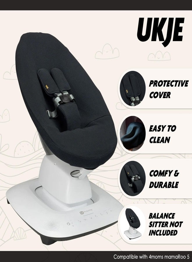 UKJE Protective Swing Cover Compatible with 4moms or MamaRoo 5, Multi-Motion Baby Swing, Baby Swing Liners, Baby Rocker Cover, Easy to Install, Easy to Wash, Handmade in Europe, Black - Image 2