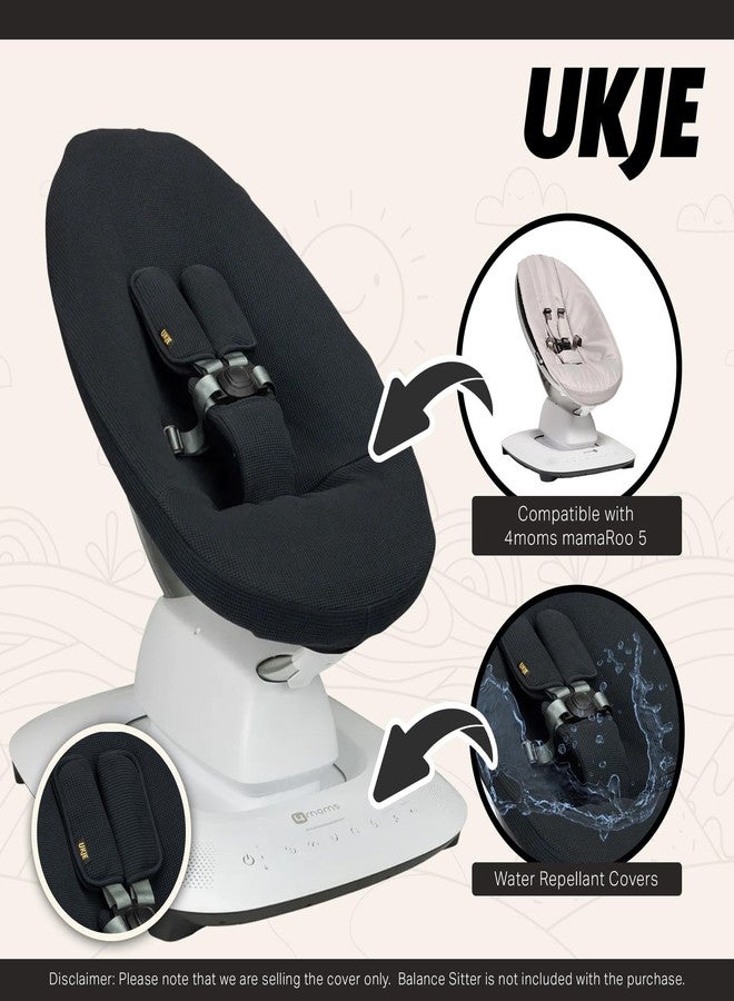 UKJE Protective Swing Cover Compatible with 4moms or MamaRoo 5, Multi-Motion Baby Swing, Baby Swing Liners, Baby Rocker Cover, Easy to Install, Easy to Wash, Handmade in Europe, Black - Image 3