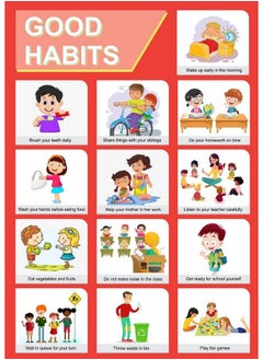 Paper Plane Design Good Habits Educational Charts For Kids Home And School (Paper A3 Multicolour)  - Image 2