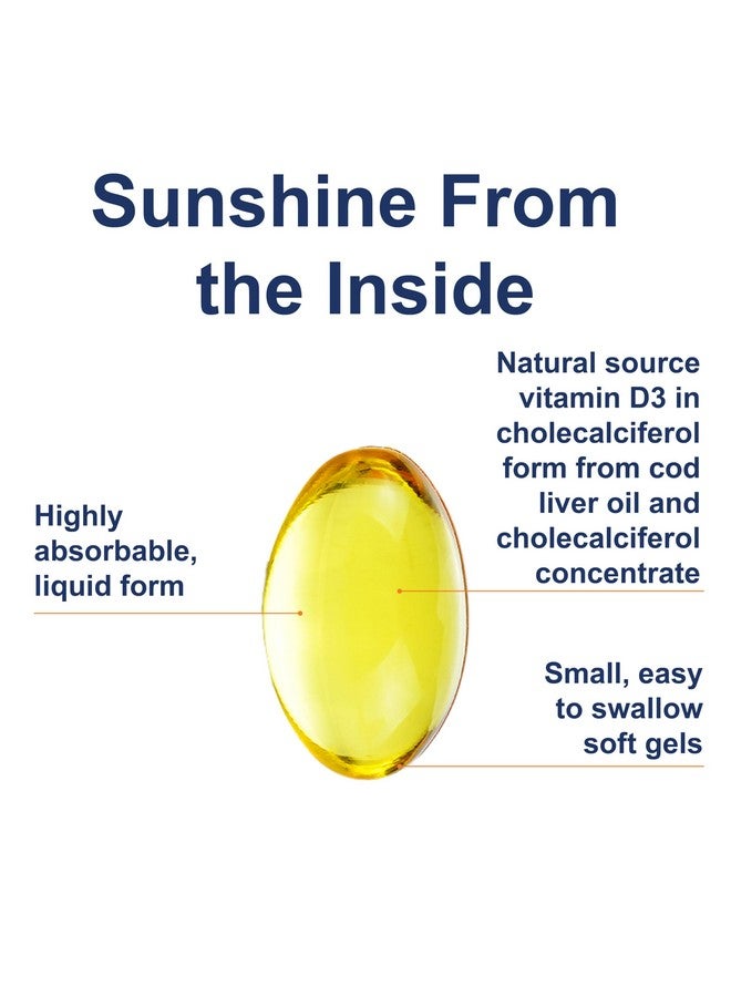 Carlson Carlson - Solar D Gems, Vitamin D3 and Omega-3 Supplement, 4000 IU (100 mcg) D3, 115 mg Omega-3 EPA and DHA, Vitamin D Fish Oil Capsule, Bone & Immune Health, Vitamin D Supplement, Lemon, 360 Softgels  - Image 4