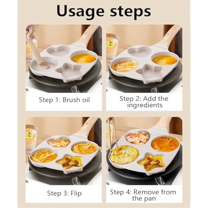Exrp Egg Pan Omelette Pan 4Cup Nonstick Granite Omelette Skillet Healthy Breakfast Pancake Pan For Pancake Hamburger Bacon Easy To Clean Suitable For Gas Stove  Induction Cookware - Image 5