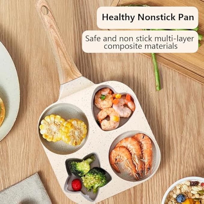 Exrp Egg Pan Omelette Pan 4Cup Nonstick Granite Omelette Skillet Healthy Breakfast Pancake Pan For Pancake Hamburger Bacon Easy To Clean Suitable For Gas Stove  Induction Cookware - Image 3