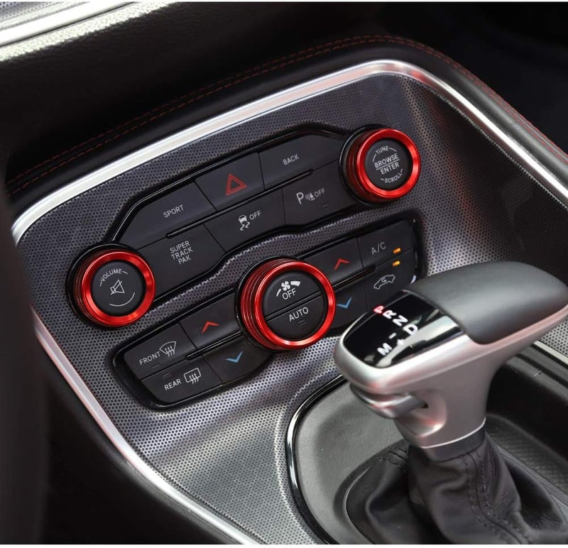 Keptrim AC Knobs Air Conditioner Switch Button for 2015-2021 Dodge Challenger Charger Chrysler 300 300s, for 2013-2018 Ram, Red Aluminum, 3pcs - Image 3