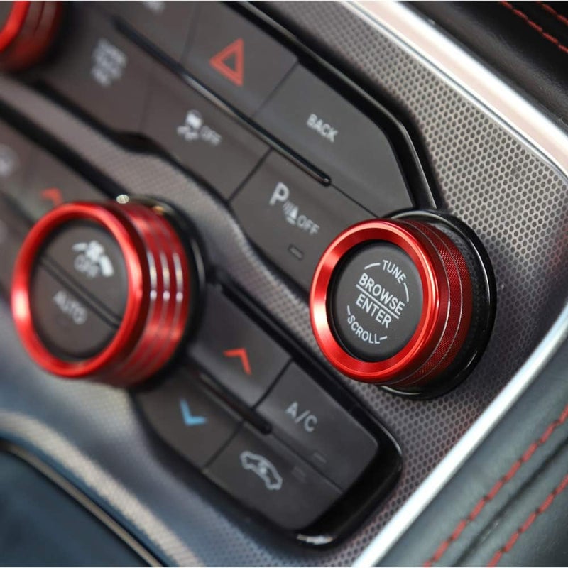 Keptrim AC Knobs Air Conditioner Switch Button for 2015-2021 Dodge Challenger Charger Chrysler 300 300s, for 2013-2018 Ram, Red Aluminum, 3pcs - Image 2