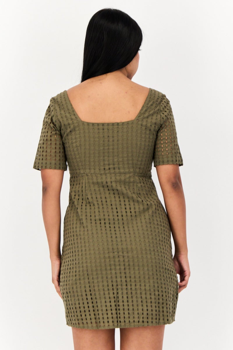 ONLY Women Textured Mini Dress, Olive  - Image 4