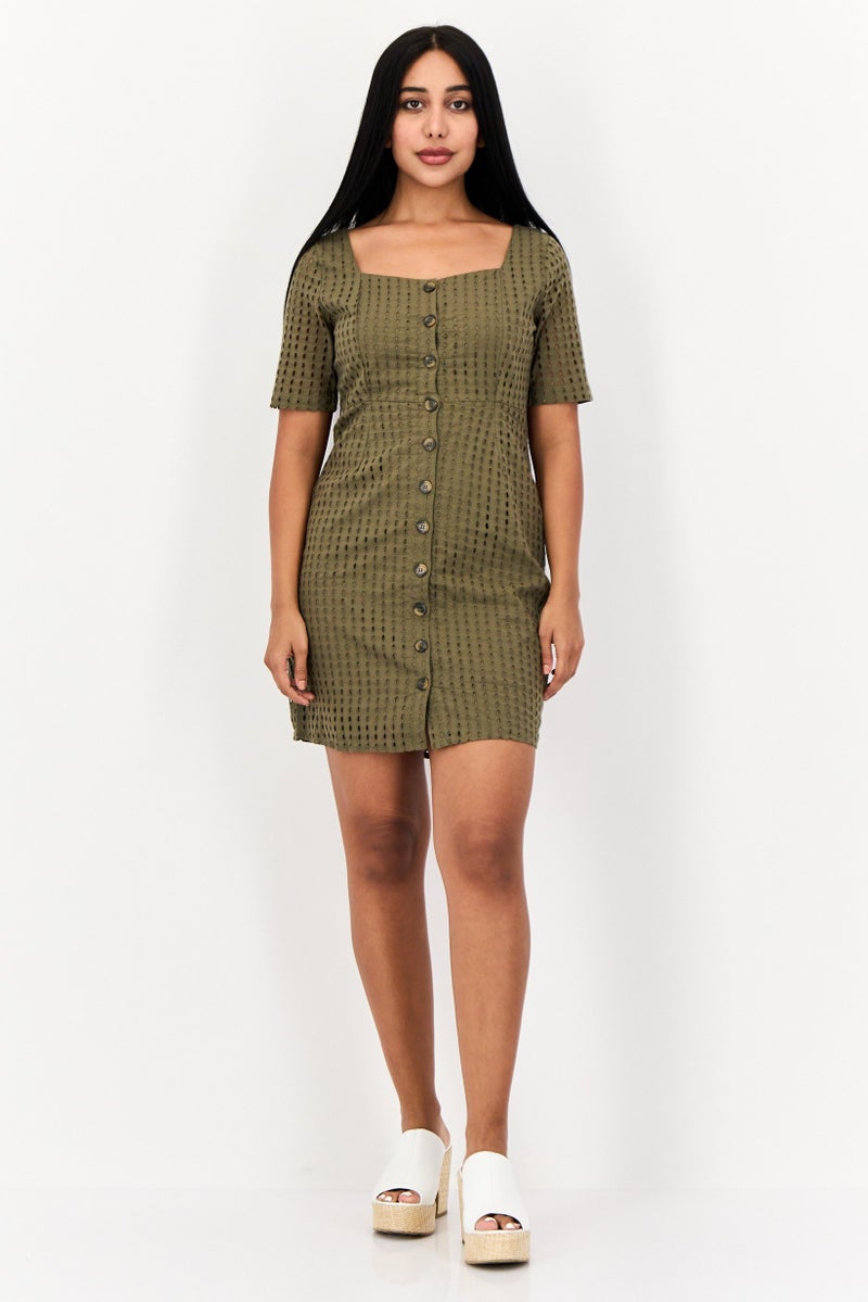 ONLY Women Textured Mini Dress, Olive  - Image 2