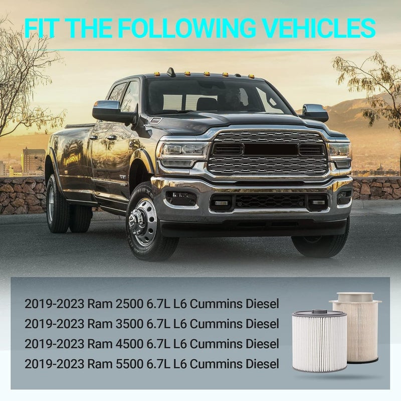 MNJWS 6.7L Cummins Fuel Filter Water Separator Kit for Dodge Ram 2500-5500 (2019-2024) - Image 2
