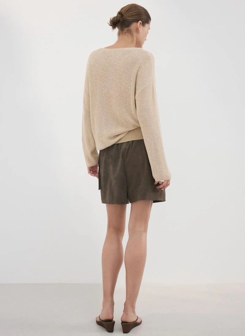MANGO V-neck openwork knitted sweater